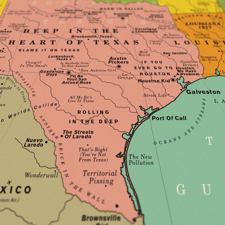 carte etats-unis usa 1000 chansons texas houston