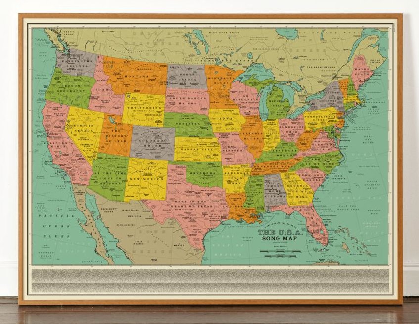 La Carte Des Etats Unis En 1000 Chansons Le Foie De Loutre