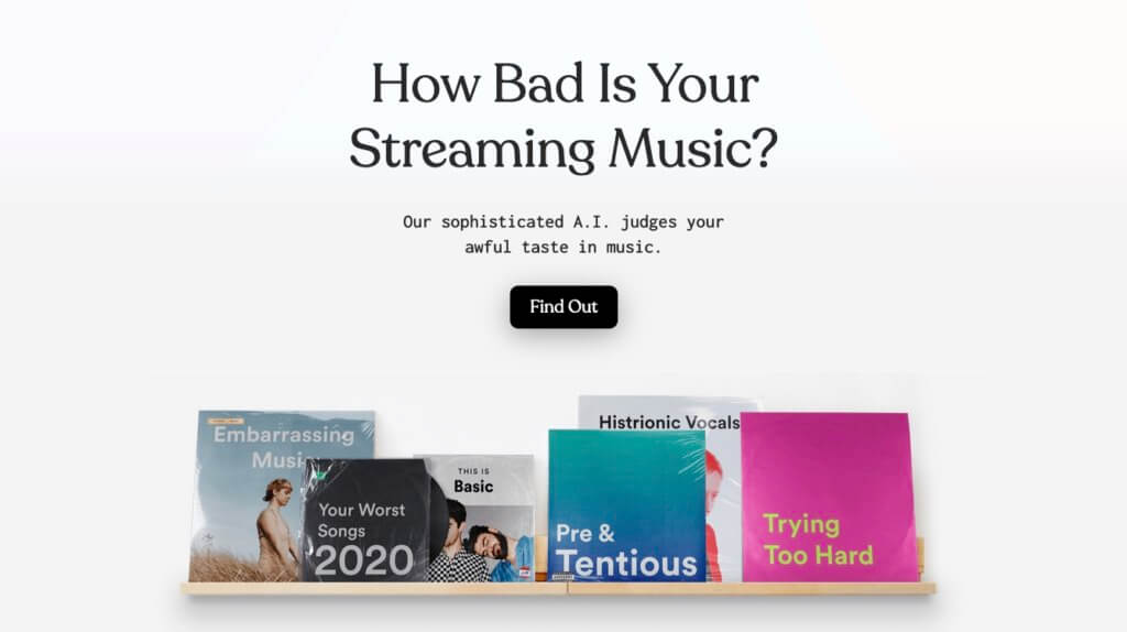 how bad is your streaming music? : l'outil basé sur une fausse IA de The Pudding qui juge vos goûts musicaux de 2021