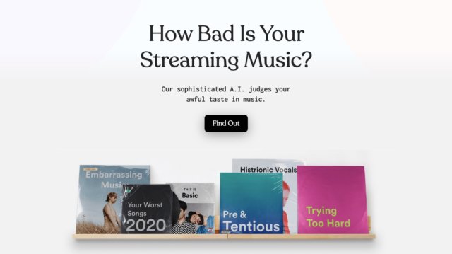 how bad is your streaming music? : l'outil basé sur une fausse IA de The Pudding qui juge vos goûts musicaux de 2021